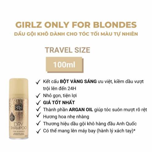 Dầu Gội Khô Girlz Only Dry Shampoo 100ml (Size nhỏ)
