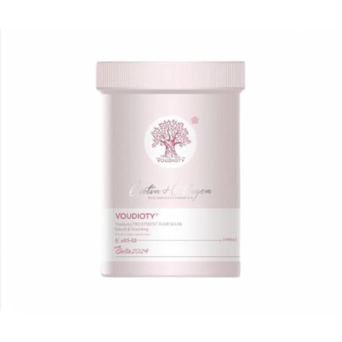 Kem ủ tóc Biotin Collagen Voudioty Pink Essence 500ml - Phục hồi hư tổn, dưỡng ẩm, óng ả