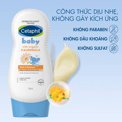  Sữa Tắm Gội Dịu Nhẹ Cho Bé Cetaphil Baby Wash & Shampoo With Organic Calendula 