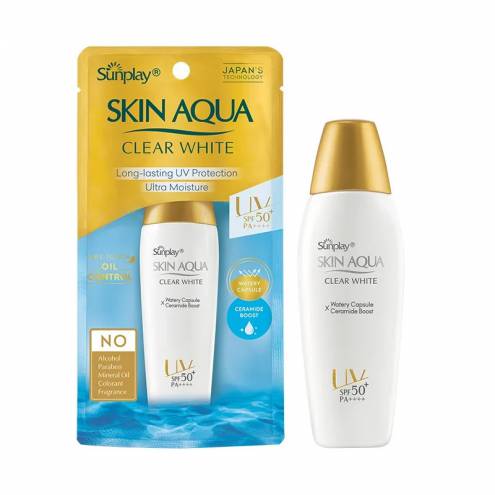Sữa Chống Nắng Sunplay Skin Aqua Clear White SPF50+ PA++++ 50g Tặng kèm kem rửa mặt mini