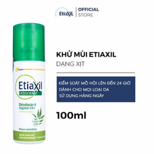 Xịt Khử Mùi EtiaXil Hàng Ngày Chiết Xuất Nha Đam Deodorant Vegetal 24H Spray Sans Gaz