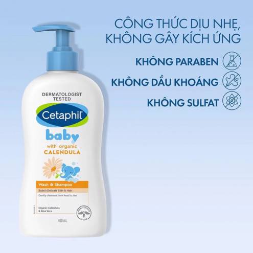 Sữa Tắm Gội Dịu Nhẹ Cho Bé Cetaphil Baby Wash & Shampoo With Organic Calendula 