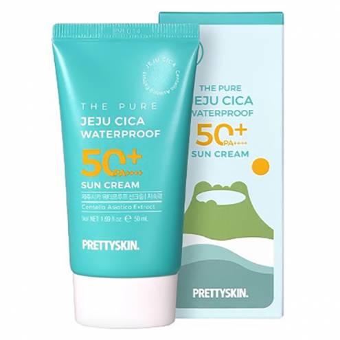 Kem chống nắng kháng nước Pretty Skin The Pure Jeju Cica Waterproof Sun Cream ( Xanh dương mới)
