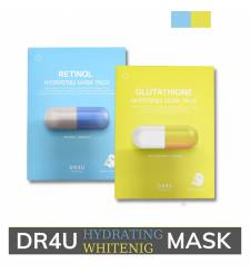 Mặt Nạ Dr4U Retinol & Glutathione cấp ẩm phục hồi dưỡng trắng Hydrating Mask Pack & Whitening Mask Pack