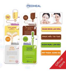Mặt Nạ Miếng Giảm Mụn, Dưỡng Trắng, Chống Lão Hóa, Phục Hồi Da Mediheal Essential Mask REX 24ml (Teatree, Collagen, Lightbeam, Placenta) 