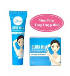 Kem Mờ Thâm, Khử Mùi Vùng Nách Gluta Milk Vip White (15g) + Tặng 01 Tuýp Kem Mờ Thâm Gluta Milk (10ml)