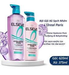 Gội Xả L'Oreal Paris Hyaluron Pure Purifying Shampoo & Hydrating Conditioner Sạch Nhờn Nhẹ Bồng