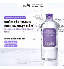 Dear Klairs Nước tẩy trang Supple Preparation Unscented Cleansing Water 400ml