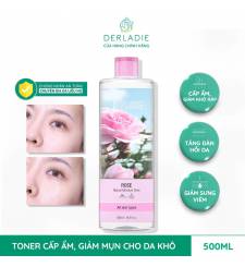 Nước Hoa Hồng Kháng Viêm, Ngăn Ngừa Mụn, Thu Nhỏ Lỗ Chân Lông Chiết Xuất Hoa Hồng Derladie Natural Moisture Toner - Rose 500ml