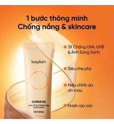 Kem Chống Nắng Nâng Tông Beplain Sunmuse Tone Up & Correcting Sunscreen Skin Beige 50ml