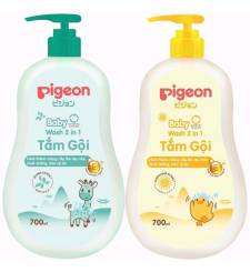 Sữa tắm gội 700ml Pigeon 2in1 dịu nhẹ (xanh,vàng)