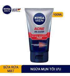 Sữa Rửa Mặt Giảm Nhờn Mụn Dành Cho Nam Nivea Men Acne Oil Clear 10X Acne Reduction Foam 100g
