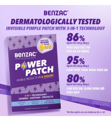 Miếng Dán Mụn Benzac 3 In 1 Power Patch Bảo Vệ Và Ngăn Ngừa Mụn 12 Miếng