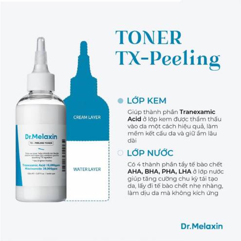 Toner TX Dr melaxin , TX peeling toner 150ml cải thiện sắc tố, giúp bạn có làn da luôn trắng khoẻ