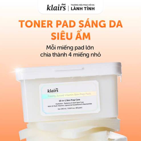 Toner Pad Klairs Freshly Vitamin Skin Prep 80 miếng