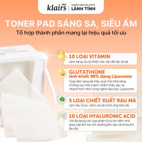 Toner Pad Klairs Freshly Vitamin Skin Prep 80 miếng