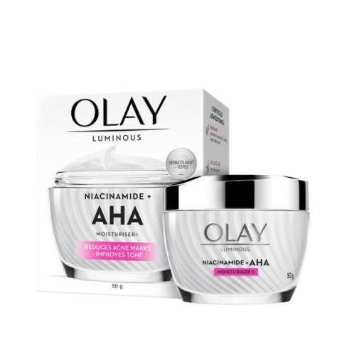 Kem Dưỡng Ẩm OLAY LUMINOUS NIACINAMIDE AHA Sáng Da, Mờ Thâm Mụn 50G
