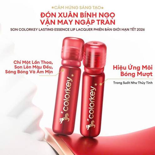 Son Bóng Colorkey Môi Căng Bóng, Dưỡng Ẩm Lasting Essence Lip Lacquer