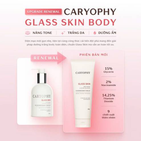 Kem Dưỡng Body Caryophy Glass Skin Hỗ Trợ Sáng Da, Nâng Tông 260g
