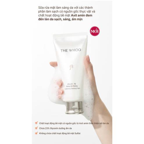 Sữa rửa mặt dưỡng trắng, sạch bụi bẩn dầu nhờn THE WHOO Gong Jin Hyang Brightening Cleansing Foam 180ml