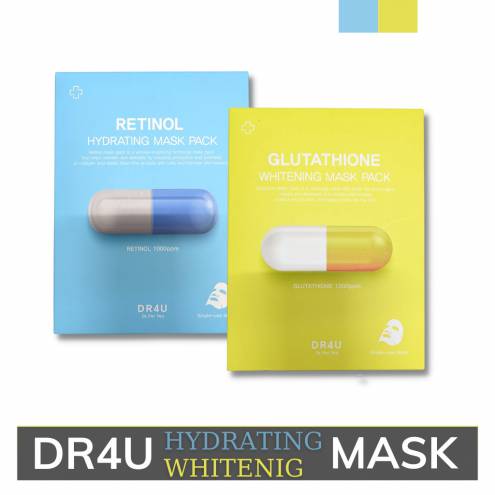 Mặt Nạ Dr4U Retinol & Glutathione cấp ẩm phục hồi dưỡng trắng Hydrating Mask Pack & Whitening Mask Pack