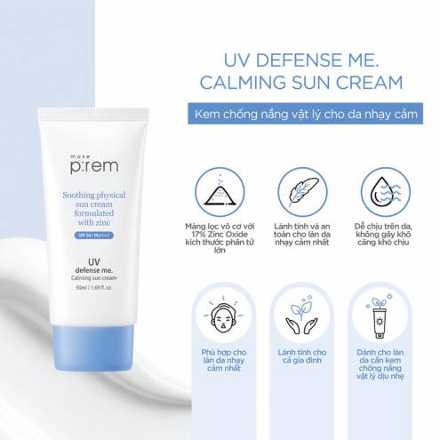 Kem Chống Nắng Vật Lý Make Prem UV Sun Cream Make P:rem SPF 50+ PA++++ 50ml