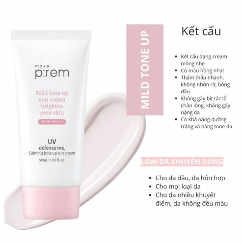 Kem Chống Nắng Vật Lý Make Prem UV Sun Cream Make P:rem SPF 50+ PA++++ 50ml