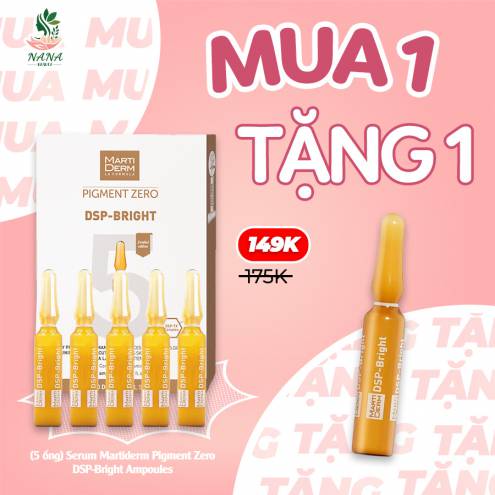 Tinh Chất Ampoule MartiDerm Pigment Zero DSP Bright hộp 5 ống – Dưỡng Sáng Đều Màu Da, Giảm Đốm Sắc Tố  /Tặng serum