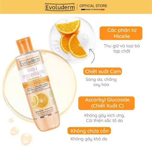 Nước tẩy trang Evoluderm Vitamin C