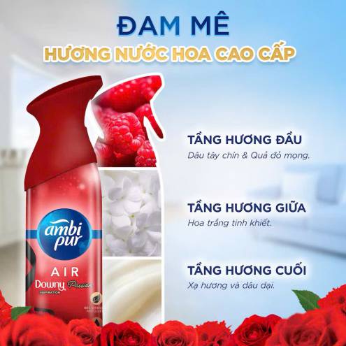 Xịt Phòng Khử Mùi AMBI PUR Hương Nước Hoa Downy Đam Mê - 185ml