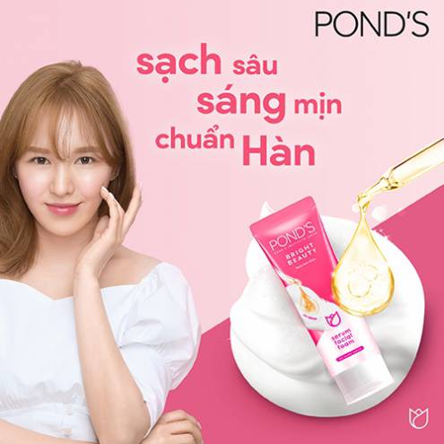 Sữa Rửa Mặt Sáng Hồng Rạng Rỡ Ponds Bright Beauty Serum Facial Foam 100G