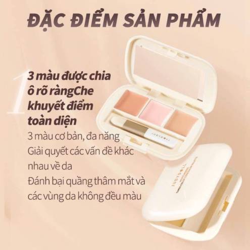 Bảng Che Khuyết Điểm 3 Ô Judydoll Three-Color Concealer Palette Kèm Cọ Che Phủ 2.7g