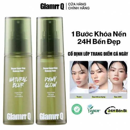 Xịt Khóa Nền Cố Định Trang Điểm Thuần Chay Cho Da Nhạy Cảm Glamrr Q Vegan Super Makeup Fixer