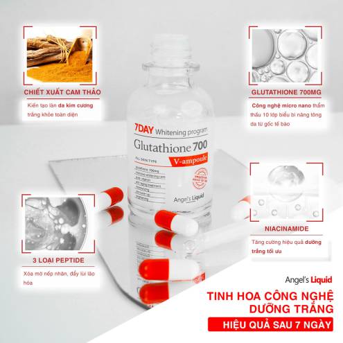 Tinh Chất Angels Liquid Dưỡng Sáng Da, Mờ Thâm 7 Day Whitening Program Glutathione 700 V Ampoule 