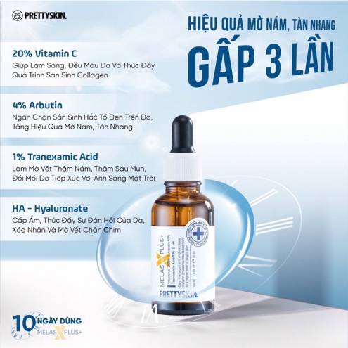 Tinh Chất Dưỡng Trắng Da Mờ Thâm Nám Vitamin C Pretty Skin Melas Plus+  