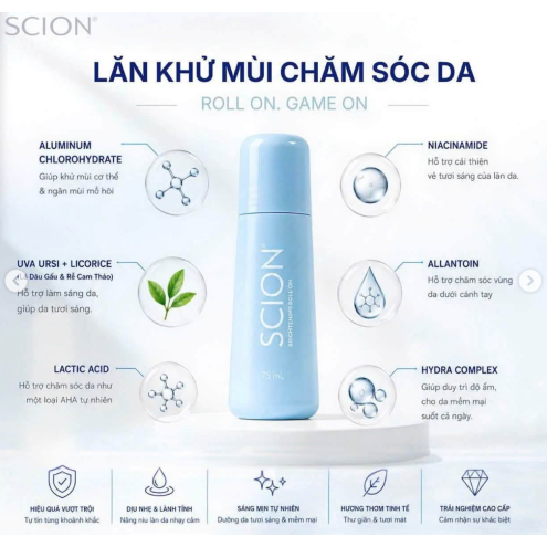 [ Mẫu mới ] Lăn Khử Mùi  Scion Brightening Roll On - 75ml