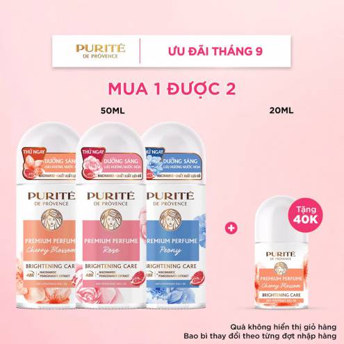 Combo Lăn Khử Mùi Purité 50ML + Tặng Lăn Khử Mùi Purité 20ML