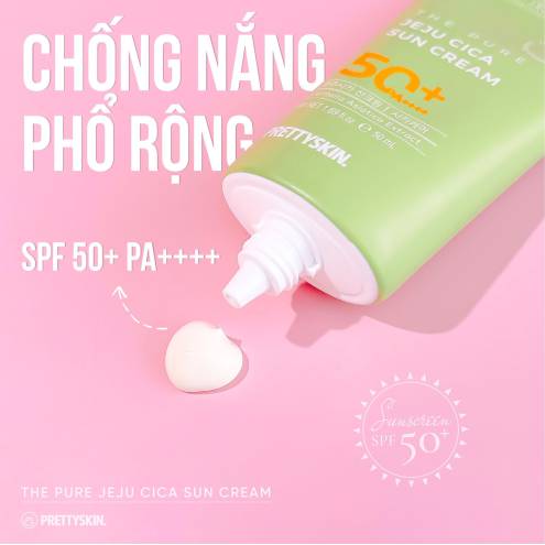 Kem Chống Nắng Rau Má PrettySkin Jeju Cica Sun Cream SPF 50+, PA++++