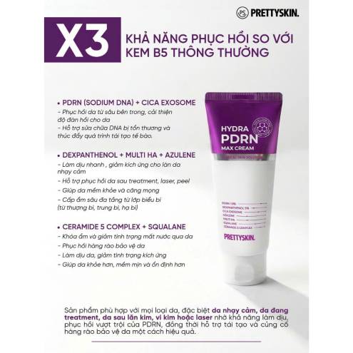 KEM DƯỠNG PHỤC HỒI TẾ BÀO GỐC HYDRA PDRN PRETTY SKIN 50G