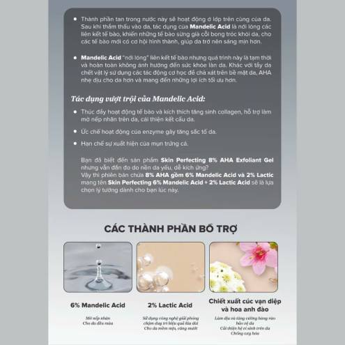 Dung dịch loại bỏ tế bào chết và làm sáng da Skin Perfecting 6% Mandelic Acid + 2% Lactic Acid Liquid Exfoliant Paula's Choice 