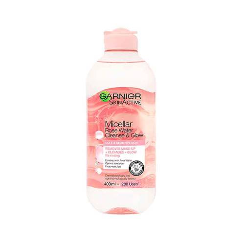 Nước Tẩy Trang Garnier Skin Active Solution Micellaire Tout en 1 a l'Eau de Rose 400ml Hồng Nhạt