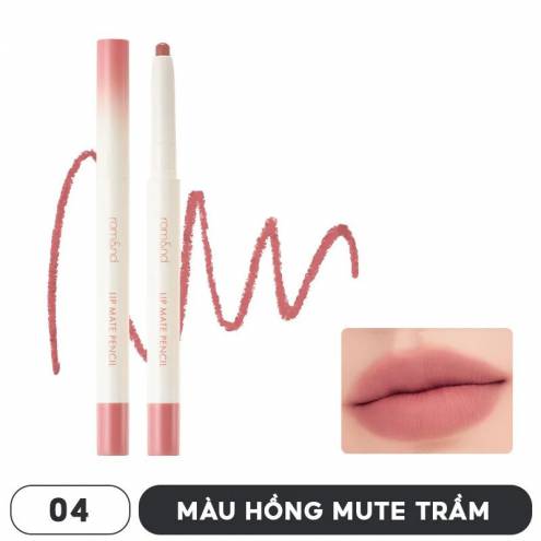 Chì Kẻ Viền Môi Nhung Lì, Lâu Trôi, Thiết Kế 2 Đầu Romand Lip Mate Pencil 0.5g