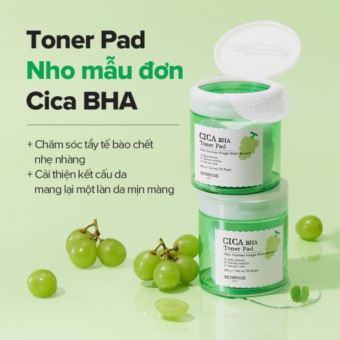 Hộp 60 miếng Tẩy tế bào chết nhẹ nhàng và làm dịu da Shine Muscat Cica BHA Pad