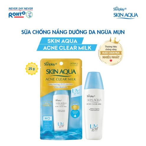 Sữa Chống Nắng Sunplay Skin Aqua Dưỡng Da Ngừa Mụn Acne Clear Milk SPF50+ PA++++  25g 