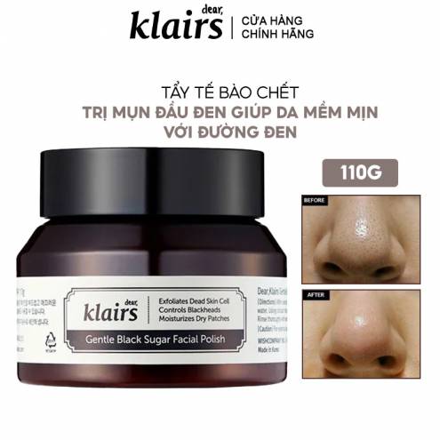 Tẩy Tế Bào Chết Klairs Cho Mọi Loại Da Gentle Black Sugar Facial Polish 60g