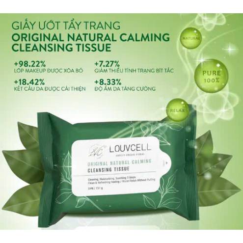 Khăn giấy ướt tẩy trang Louv Cell Original Natural Calming Cleansing Tissue 10 tờ
