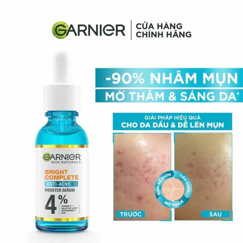 Tinh Chất Dưỡng Sáng Da, Mờ Thâm Nám Garnier Skin Naturals Bright Complete Anti - Acne Booster Serum 30ml