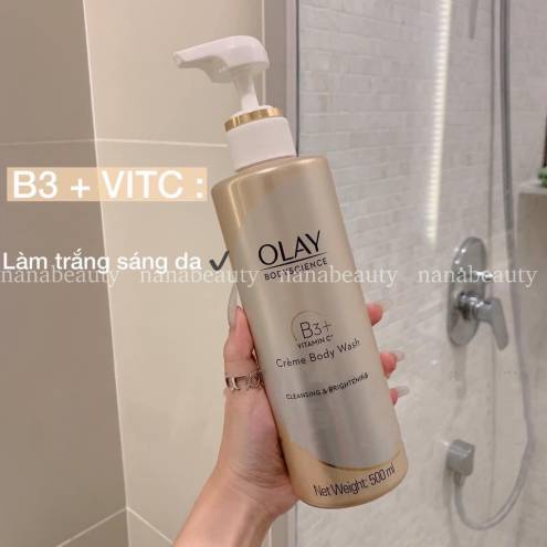  Sữa Tắm Dưỡng Trắng Mềm Mịn Da Olay B3 Hyaluronic/Peptide/Vitamin C 500ml 
