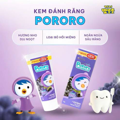 Kem đánh răng Pororo cho bé từ 3 tuối