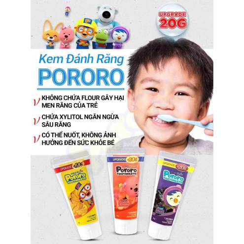 Kem đánh răng Pororo cho bé từ 3 tuối